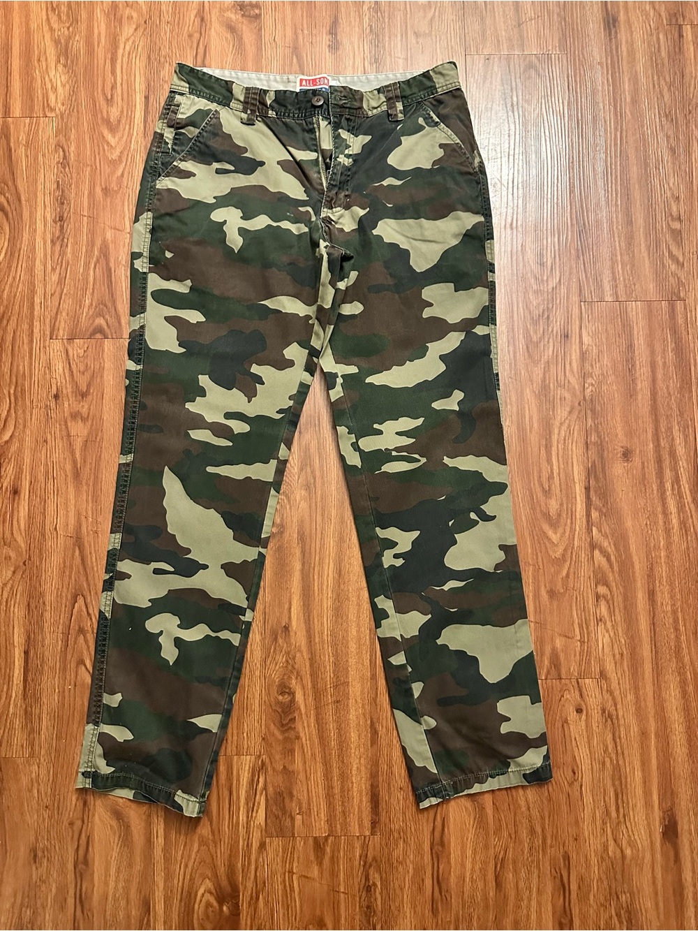 Urban Outfitters Camo Cargo Pants in Olive, Dark Green, Brown